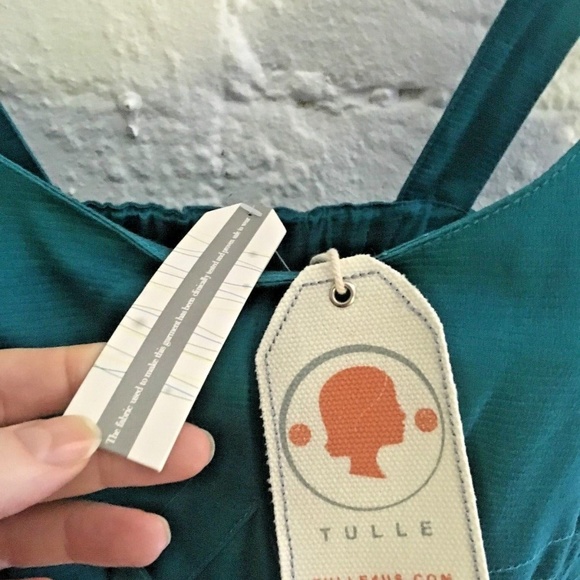 ANTHROPOLOGIE TULLE TEAL MOD DRESS PINAFORE NWT L - Picture 3 of 8